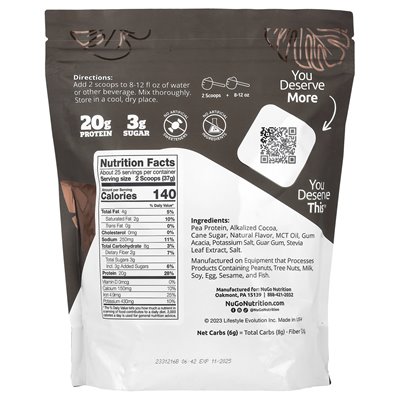 NUTINGI NUGO, białko roślinne, czekolada, 2 funty (907 g) NUTINGI NUGO, białko roślinne, czekolada, 2 funty (907 g)