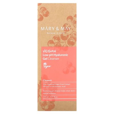 Mary &amp May, Vegan Low PH Hyaluronic Gel Cleanser, 5,07 Fl Oz (150 ml)