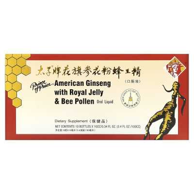 Prince of Peace, American Inteng z Royal Jelly & Bee Pollen, 10 butelek, 0,34 uncji (10 cm3) Prince of Peace, American Inteng z Royal Jelly & Bee Pollen, 10 butelek, 0,34 uncji (10 cm3)