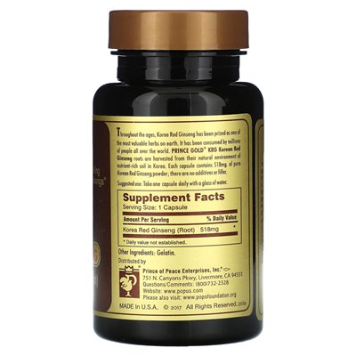 Prince of Peace, Prince Gold, Korean Red Inteng, 518 mg, 50 Kapseln