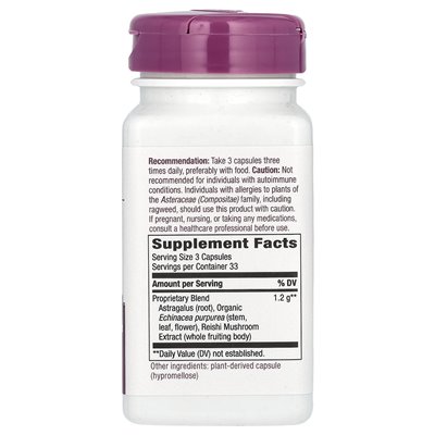 Nature's Way, Echinacea astragalus &amp Reishi, 1200 mg, 100 wegańskich kapsułek (400 mg na kapsułkę)