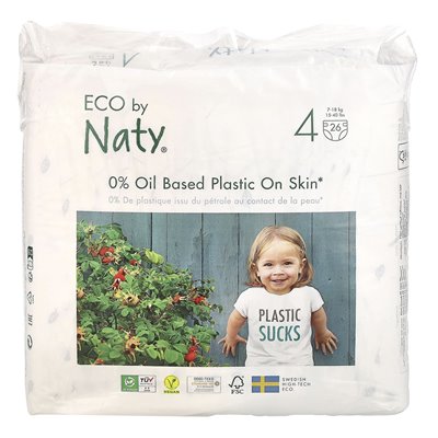 Naty, pieluszka Eco, rozmiar 4, 15-40 funtów (7-18 kg), 26 pieluszek