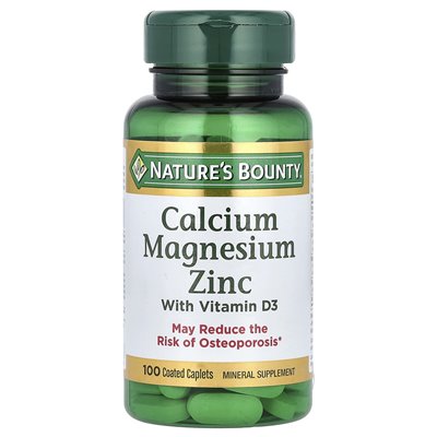 Nature's Zink, Magnesium, Kalzium mit Vitamin D3, 100 überzogene Kapseln