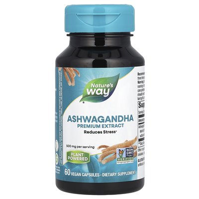Nature's Way, Ashwagandha, ekstrakt premium, 500 mg, 60 wegańskich kapsułek