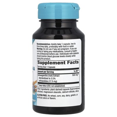 Nature's Way, Ashwagandha, ekstrakt premium, 500 mg, 60 wegańskich kapsułek