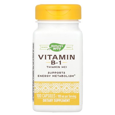 Nature, witamina B-1, 100 mg, 100 kapsułek Nature, witamina B-1, 100 mg, 100 kapsułek