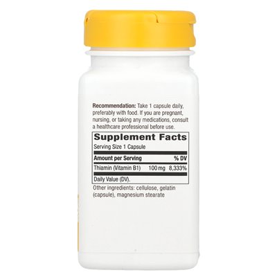Nature, witamina B-1, 100 mg, 100 kapsułek Nature, witamina B-1, 100 mg, 100 kapsułek
