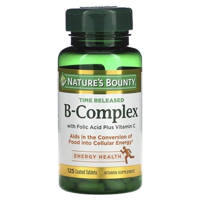 Nature's Bounty, B-Complex, czas wydany, 125 powlekanych tabletek
