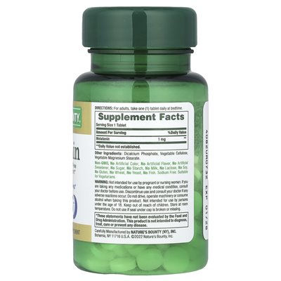 Nature's Bounty, Melatonin, 1 mg, 180 Tabletten