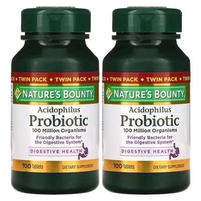 Nature's Bounty, Probiotyk Acidophilus, Bliźniaczy Pakiet, 100 Tabletek Każda Nature's Bounty, Probiotyk Acidophilus, Bliźniaczy Pakiet, 100 Tabletek Każda