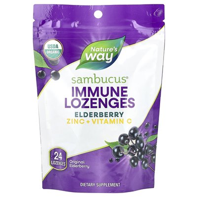 Nature's Way, Sambucus Elderberry, Cynzenges, oryginalny bzak, 24 pastylki Nature's Way, Sambucus Elderberry, Cynzenges, oryginalny bzak, 24 pastylki
