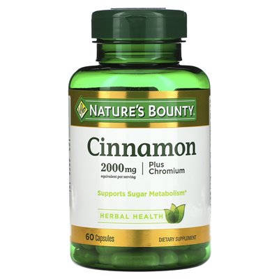 Nature's Bounty, Cinnamon Plus Chromum, 2000 mg, 60 kapsułek (1000 mg na kapsułkę) Nature's Bounty, Cinnamon Plus Chromum, 2000 mg, 60 kapsułek (1000 mg na kapsułkę)