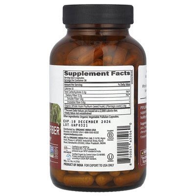 Organiczne Indie, organiczne włókno Psyllium, 180 warzyków
