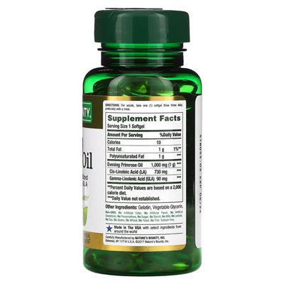 Nature's Bounty, Nachtkerzenöl, 1000 mg, 60 Softgel-Kapseln