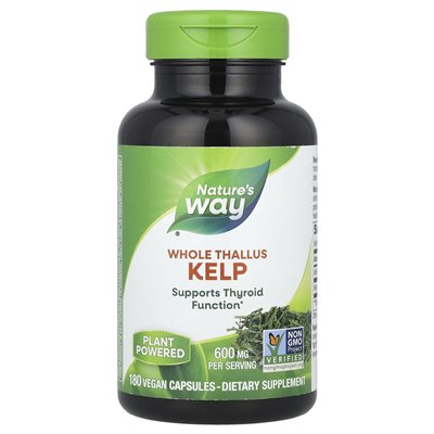Nature's Way, Kelp, Whole Thallus, 600 mg, 180 wegańskich kapsułek