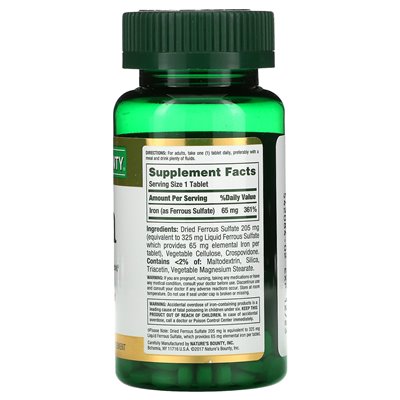 Nature's Bounty, żelazo, 65 mg, 100 tabletek
