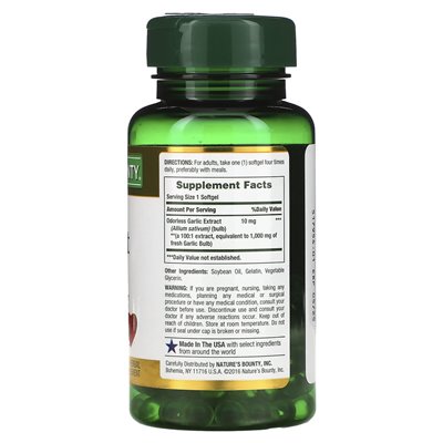 Nature's Bounty, ekstrakt z czosnku, 1000 mg, 100 miękkich zwolnień