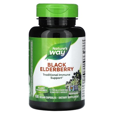 Nature's Way, Black Bronberry, 1150 mg, 100 kapsułek wegańskich (575 mg na kapsułkę)