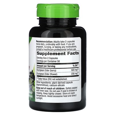 Nature's Way, Black Bronberry, 1150 mg, 100 kapsułek wegańskich (575 mg na kapsułkę)