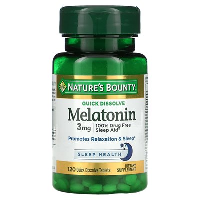 Nature's Bounty, Melatonin, natürliche Kirsche, 3 mg, 120 schnell auflösbare Tabletten