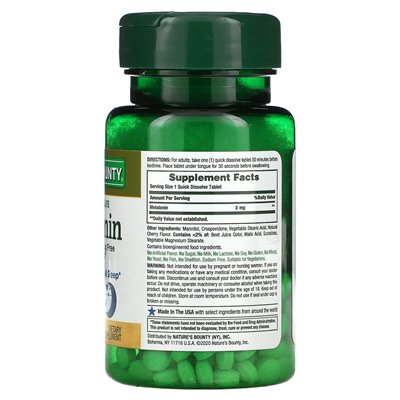 Nature's Bounty, Melatonin, natürliche Kirsche, 3 mg, 120 schnell auflösbare Tabletten
