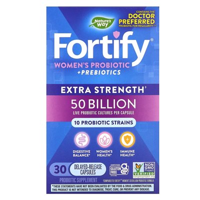 Nature's Way, Fortify Probiotics + Prebiotics, Extra Strength, 50 Milliarden, 30 Kapseln mit verzögerter Freisetzung