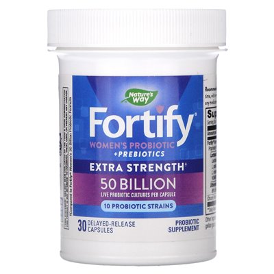 Nature's Way, Fortyfy Probiotyki + prebiotyki, dodatkowa siła, 50 miliardów, 30 kapsułek z opóźnienia uwalniania