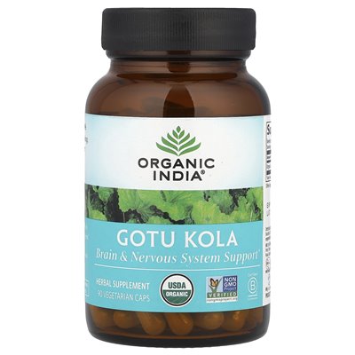 Ekologiczne Indie, Gotu Kola, 90 wegetariańskich czapek Ekologiczne Indie, Gotu Kola, 90 wegetariańskich czapek