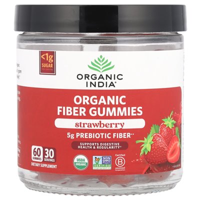 Ekologiczne Indie, Organiczne gumie światłowodowe, truskawki, 60 gumzy