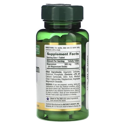 Nature's Bounty, magnez, 500 mg, 100 tabletek powlekanych