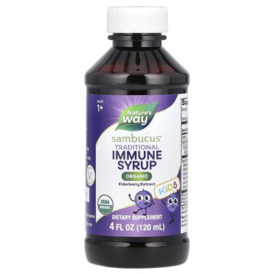 Nature's Way, Kids Sambucus®, organiczny tradycyjny syrop immunologiczny, w wieku 1+, 4 fl oz (120 ml) Nature's Way, Kids Sambucus®, organiczny tradycyjny syrop immunologiczny, w wieku 1+, 4 fl oz (120 ml)