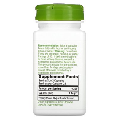 Nature's Way, Uva Ursi, Blätter, 1440 mg, 100 vegane Kapseln (480 mg pro Kapsel)