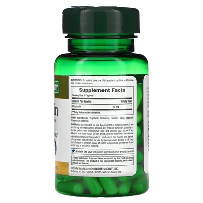 Nature's Bounty, Melatonin, 10 mg, 60 kapsułek