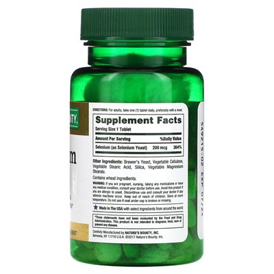 Nature's Bounty, Selen, 200 mcg, 100 Tabletten