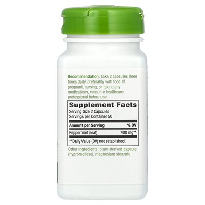 Nature's Way, Peppermint Leaf, 700 mg, 100 kapsułek wegańskich (350 mg na kapsułkę)