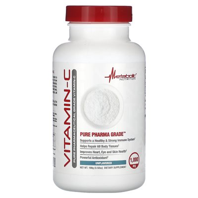 Odżywianie metaboliczne, witamina-C, niezmożone, 1000 mg, 3,52 uncji (100 g)