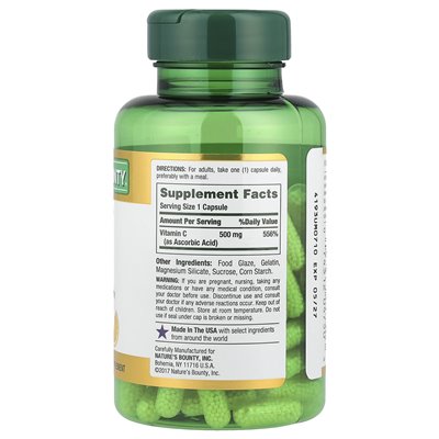 Nature's Bounty, Time uwolniony witamina C, 500 mg, 100 kapsułek
