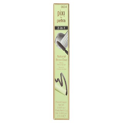 Pixi Beauty, 2-in-1 Natural Brow Duo, Augenbrauenstift und Gel, 0634 Soft Black, 1 Stück
