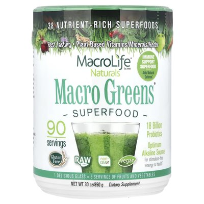 Macrolife Naturals, Macro Greens, Superfood, 30 uncji (850 g) Macrolife Naturals, Macro Greens, Superfood, 30 uncji (850 g)