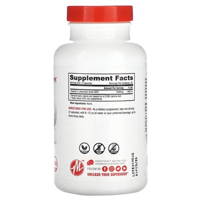 Metabolic Nutrition, Vitamin C, 1500 mg, 90 Kapseln (750 mg pro Kapsel) Metabolic Nutrition, Vitamin C, 1500 mg, 90 Kapseln (750 mg pro Kapsel)