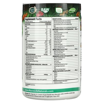 Macrolife Naturals, Macro Greens, Superfood, 10 uncji (283,5 g) Macrolife Naturals, Macro Greens, Superfood, 10 uncji (283,5 g)