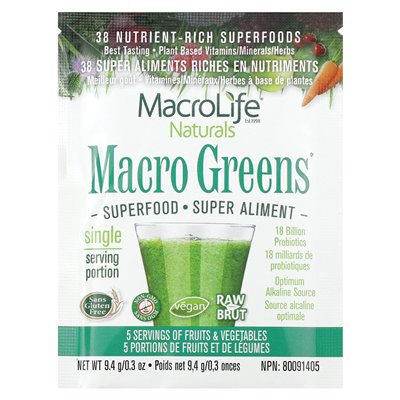Macrolife Naturals, Macro Greens, Superfood, 12 Packets, 0.3 oz (9.4 g)