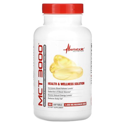 Metaboliczne odżywianie, MCT 3000, 1000 mg, 90 miękkich Metaboliczne odżywianie, MCT 3000, 1000 mg, 90 miękkich