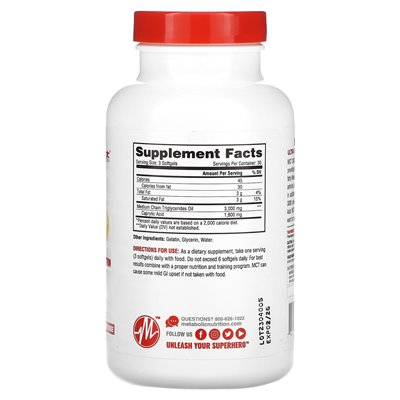 Metabolic Nutrition, MCT 3000, 1000 mg, 90 weiche Metabolic Nutrition, MCT 3000, 1000 mg, 90 weiche