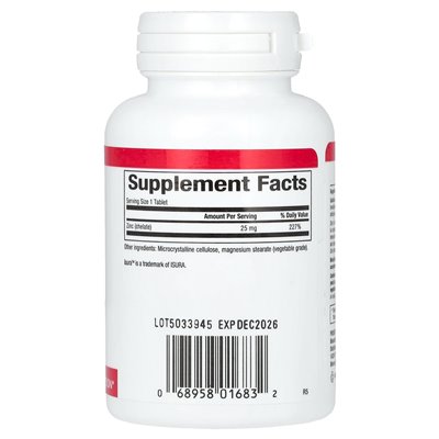 Czynniki naturalne, chelat cynku, 25 mg, 90 tabletek