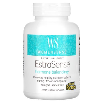 Czynniki naturalne, damska, estrosense, równoważenie hormonów, 120 kapsułek wegetariańskich Czynniki naturalne, damska, estrosense, równoważenie hormonów, 120 kapsułek wegetariańskich