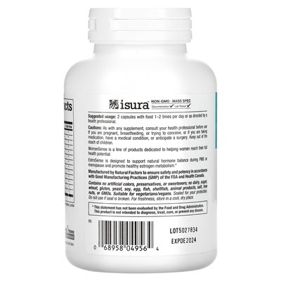 Czynniki naturalne, damska, estrosense, równoważenie hormonów, 120 kapsułek wegetariańskich Czynniki naturalne, damska, estrosense, równoważenie hormonów, 120 kapsułek wegetariańskich