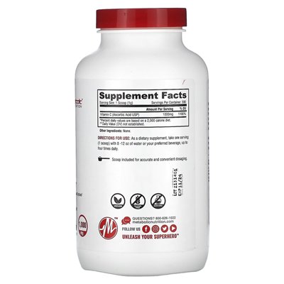 Metabolic Nutrition, Vitamin C, bedingungslos, 1000 mg, 10,58 oz (300 g) Metabolic Nutrition, Vitamin C, bedingungslos, 1000 mg, 10,58 oz (300 g)
