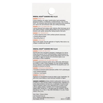 Doctors Formula, Mineral Wear, Diamond Melt Eye Shadow, 1711945 Brilliance, 0.09 fl oz (2.8 ml) Doctors Formula, Mineral Wear, Diamond Melt Eye Shadow, 1711945 Brilliance, 0.09 fl oz (2.8 ml)