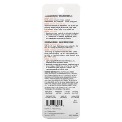 Doctors Formula, Twins Concealer Cream, 3056 Gelb/Hell, 0,24 oz (6,8 g)